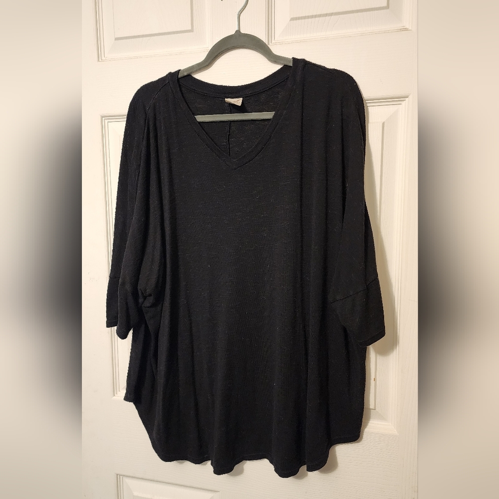 Faded Glory Black Long Sleeve V-Neck Top